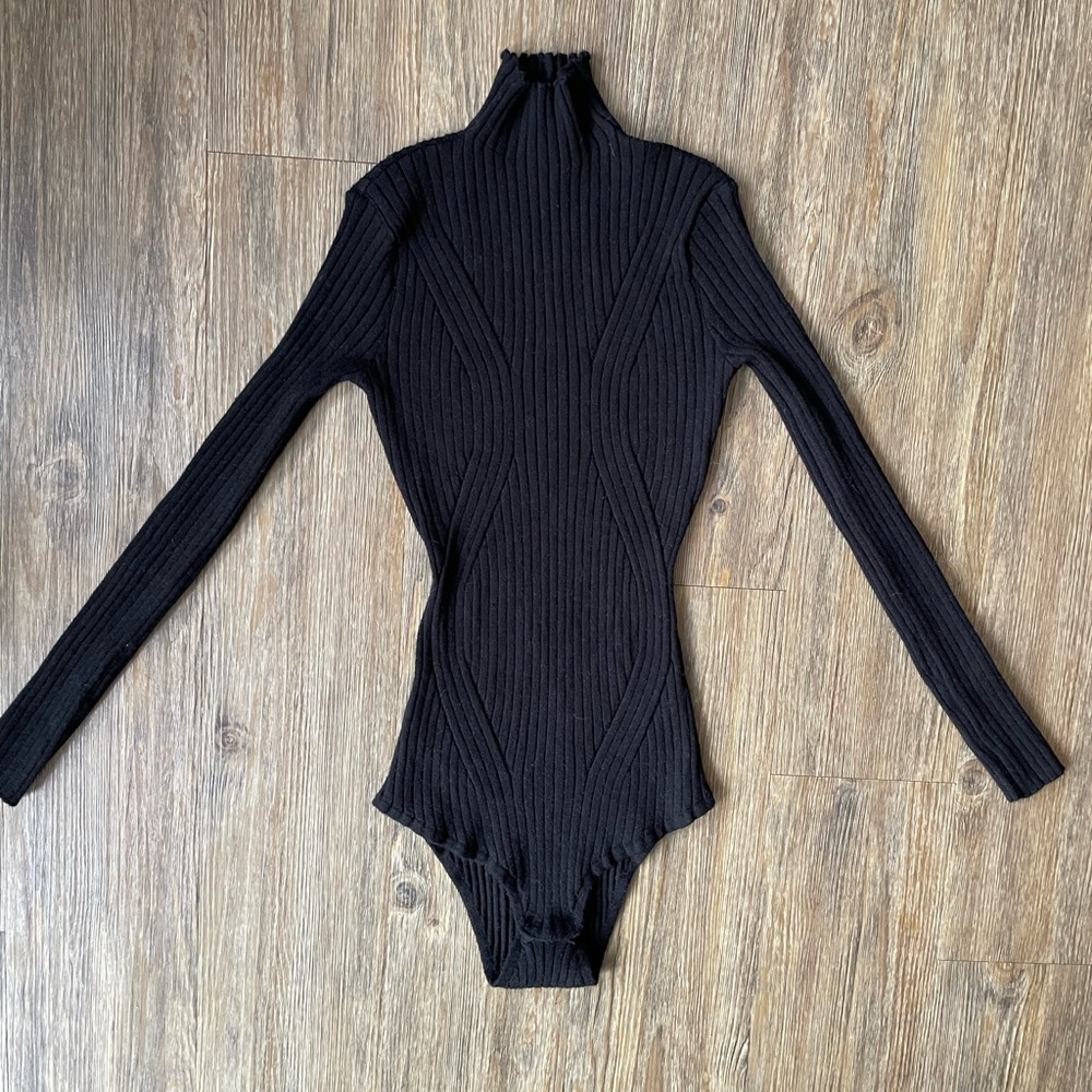 Black turtleneck sweater bodysuit